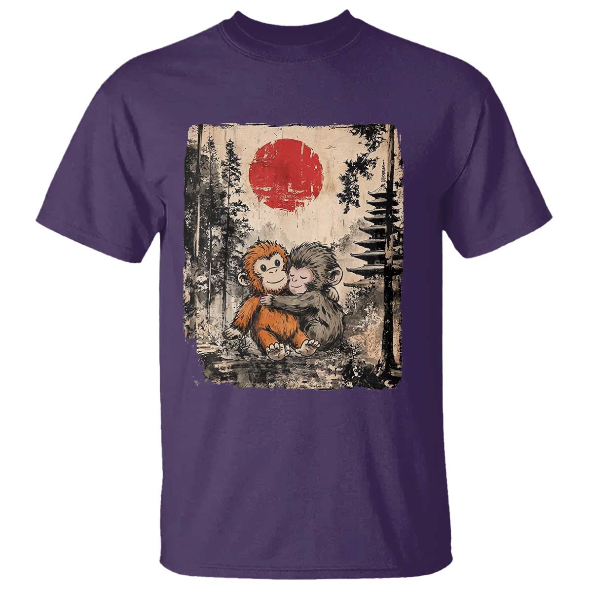 Vintage Japanese Ukiyoe Punch Baby Monkey T Shirt Kawaii Animal Gift