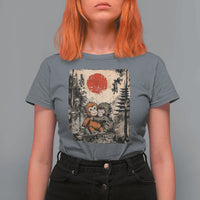 Vintage Japanese Ukiyoe Punch Baby Monkey T Shirt For Women Kawaii Animal Gift