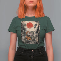 Vintage Japanese Ukiyoe Punch Baby Monkey T Shirt For Women Kawaii Animal Gift