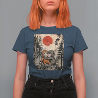 Vintage Japanese Ukiyoe Punch Baby Monkey T Shirt For Women Kawaii Animal Gift