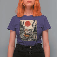 Vintage Japanese Ukiyoe Punch Baby Monkey T Shirt For Women Kawaii Animal Gift