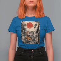 Vintage Japanese Ukiyoe Punch Baby Monkey T Shirt For Women Kawaii Animal Gift
