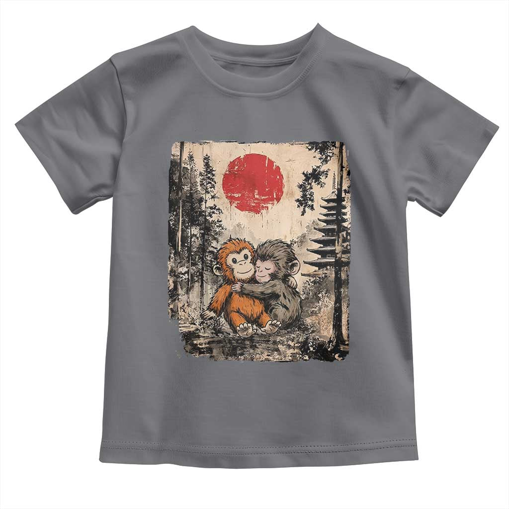 Vintage Japanese Ukiyoe Punch Baby Monkey Toddler T Shirt Kawaii Animal Gift