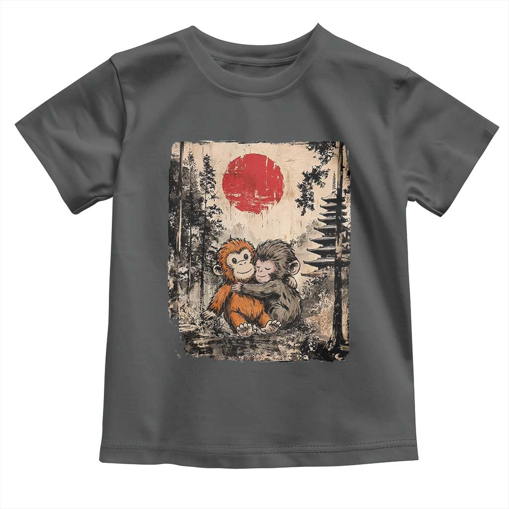 Vintage Japanese Ukiyoe Punch Baby Monkey Toddler T Shirt Kawaii Animal Gift