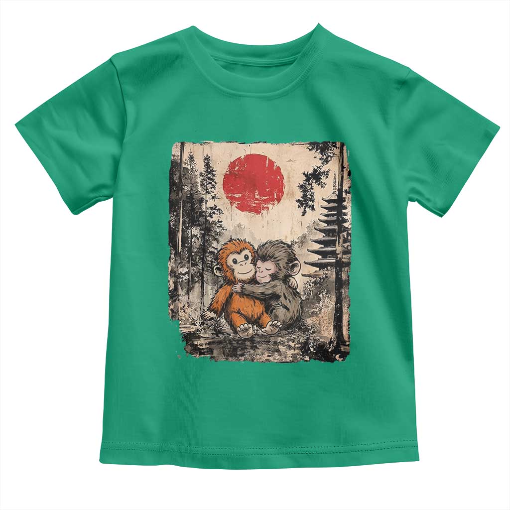 Vintage Japanese Ukiyoe Punch Baby Monkey Toddler T Shirt Kawaii Animal Gift