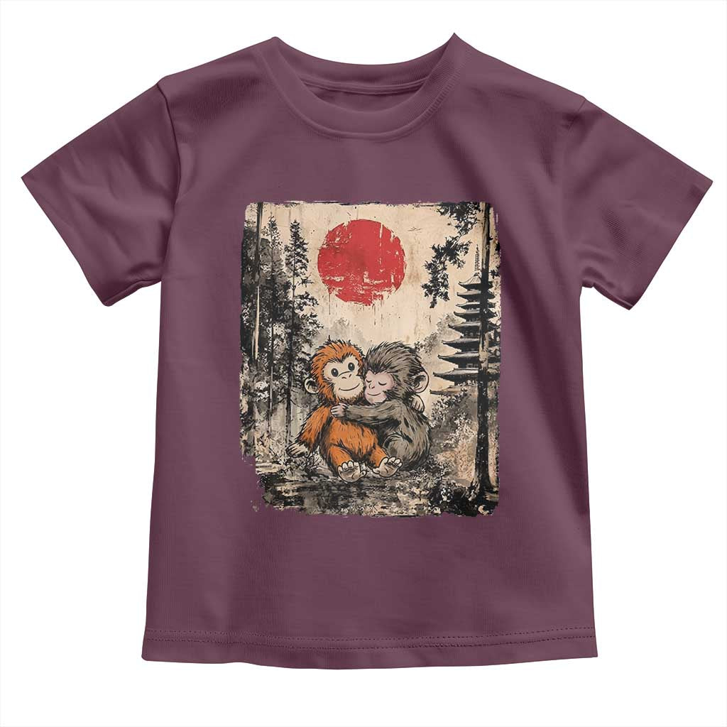 Vintage Japanese Ukiyoe Punch Baby Monkey Toddler T Shirt Kawaii Animal Gift