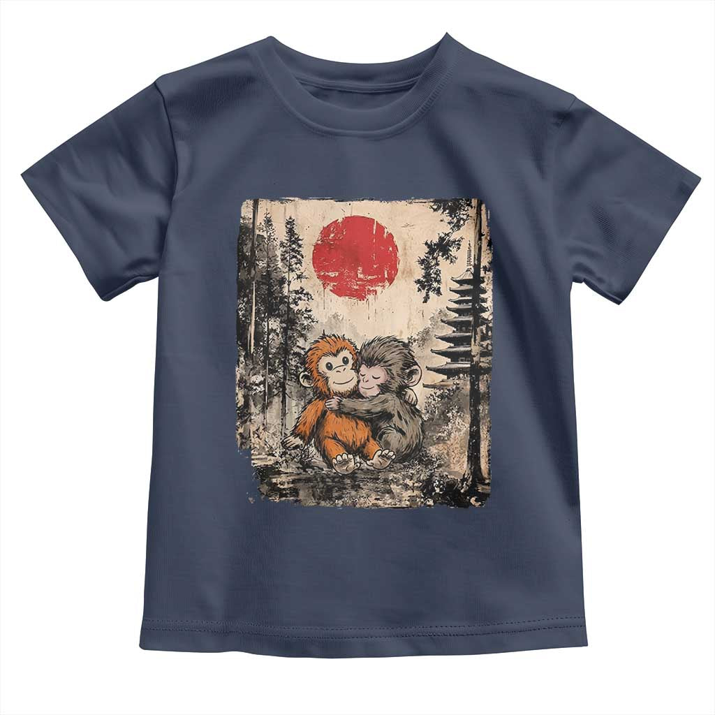 Vintage Japanese Ukiyoe Punch Baby Monkey Toddler T Shirt Kawaii Animal Gift