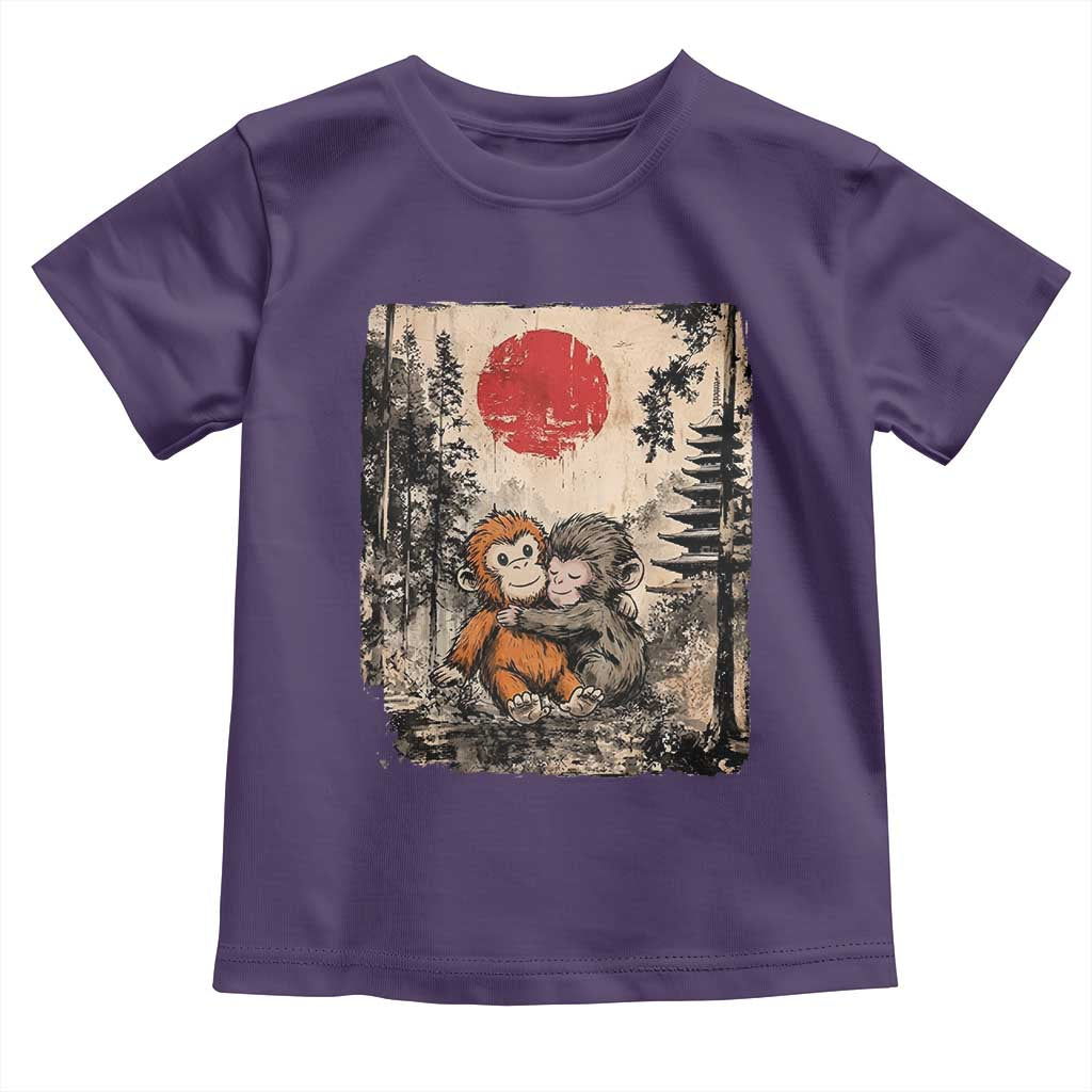 Vintage Japanese Ukiyoe Punch Baby Monkey Toddler T Shirt Kawaii Animal Gift