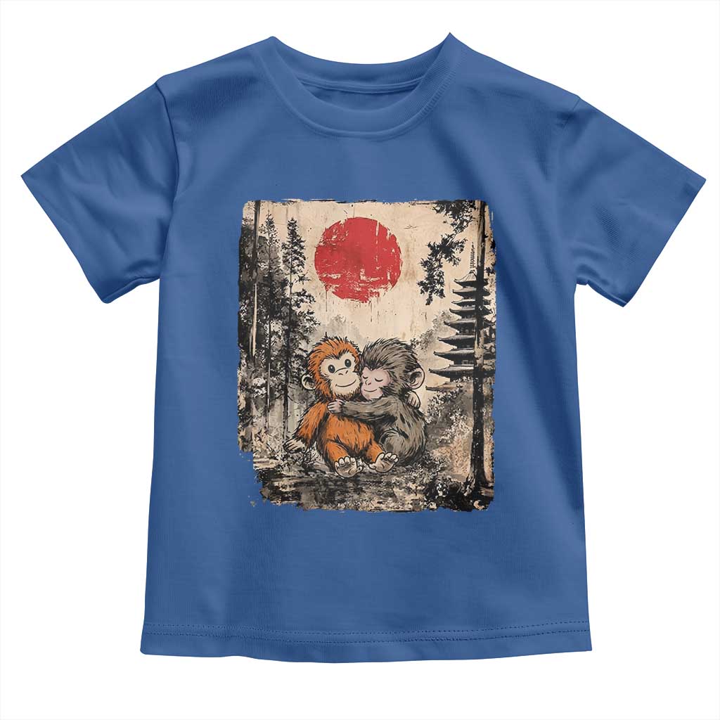 Vintage Japanese Ukiyoe Punch Baby Monkey Toddler T Shirt Kawaii Animal Gift