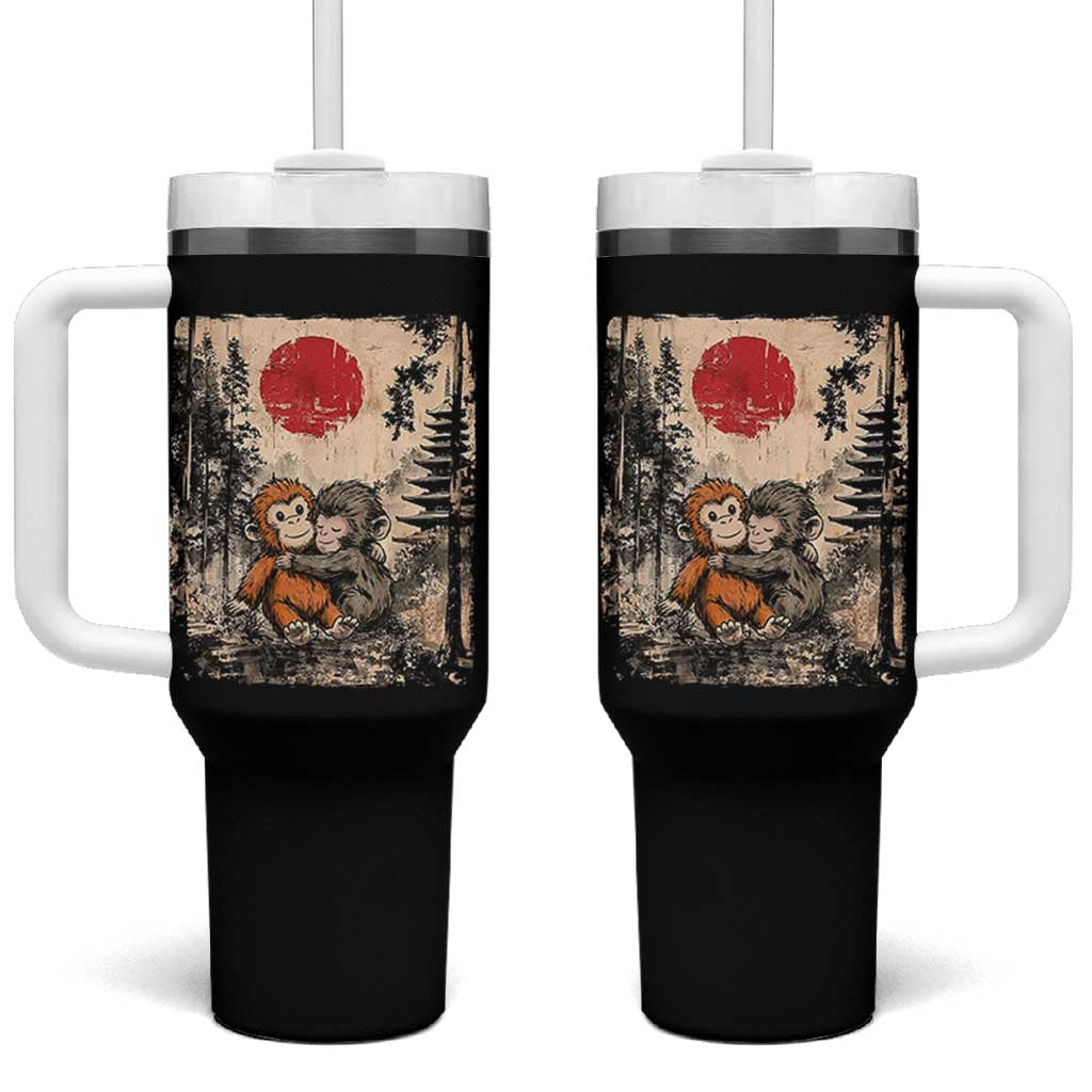 Vintage Japanese Ukiyoe Punch Baby Monkey Tumbler With Handle Kawaii Animal Gift