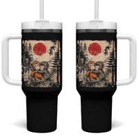 Vintage Japanese Ukiyoe Punch Baby Monkey Tumbler With Handle Kawaii Animal Gift