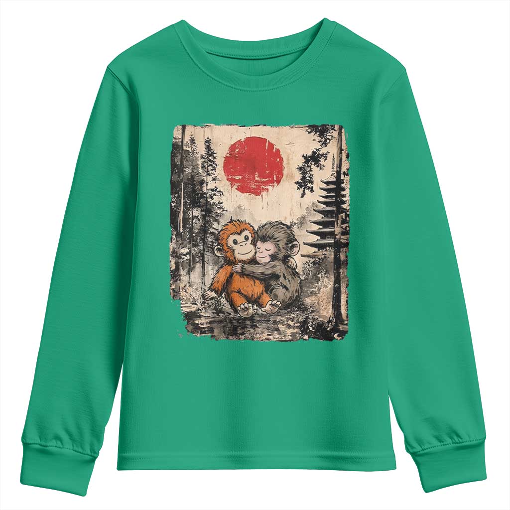 Vintage Japanese Ukiyoe Punch Baby Monkey Youth Sweatshirt Kawaii Animal Gift