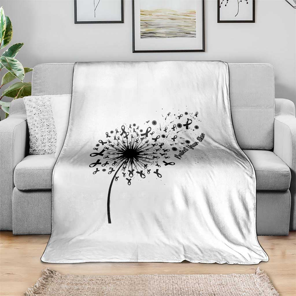 Protect Your Skin Throw Blanket Melanoma Awareness Dandelion Gift