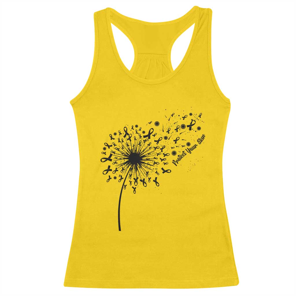 Protect Your Skin Racerback Tank Top Melanoma Awareness Dandelion Gift
