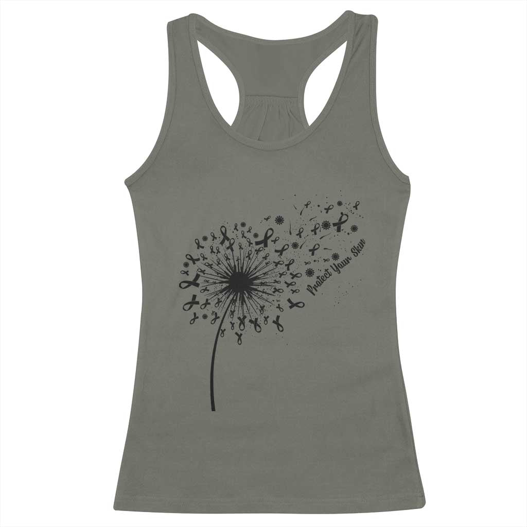 Protect Your Skin Racerback Tank Top Melanoma Awareness Dandelion Gift