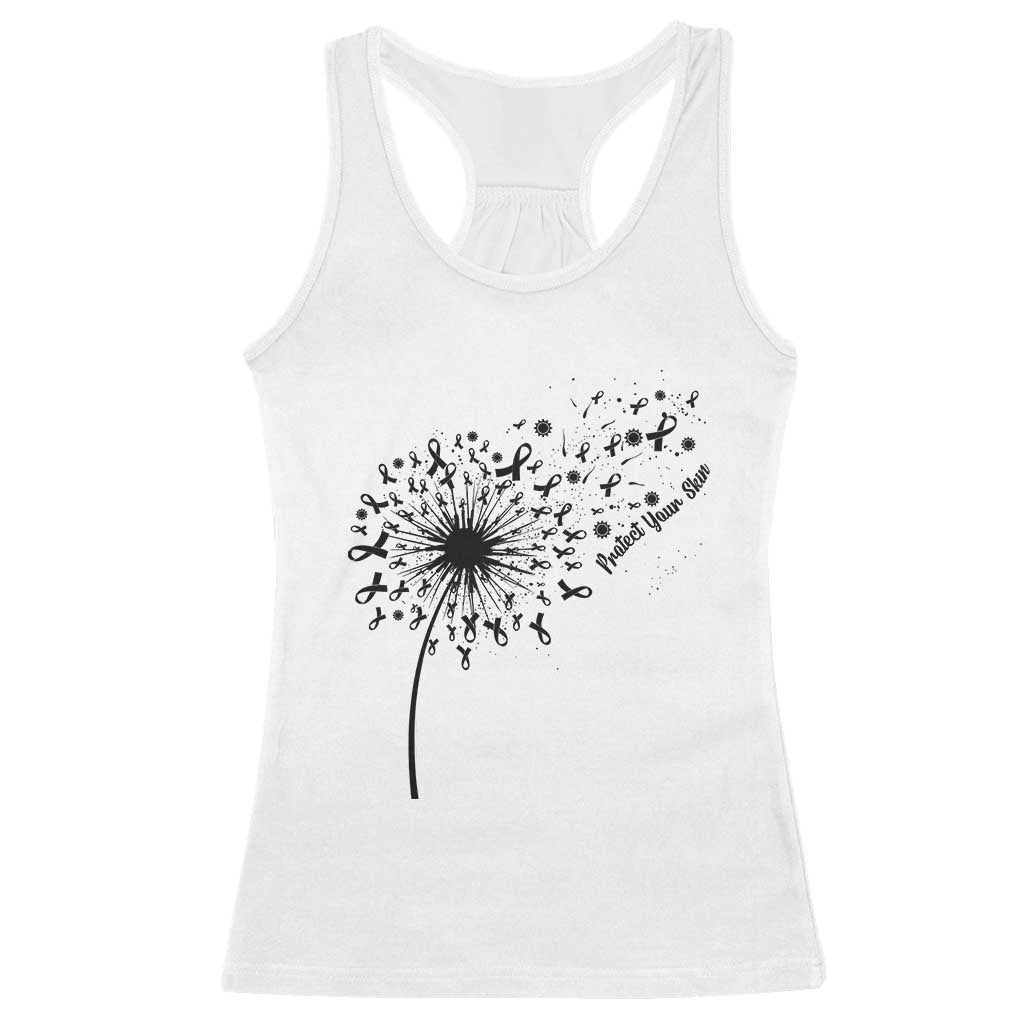 Protect Your Skin Racerback Tank Top Melanoma Awareness Dandelion Gift