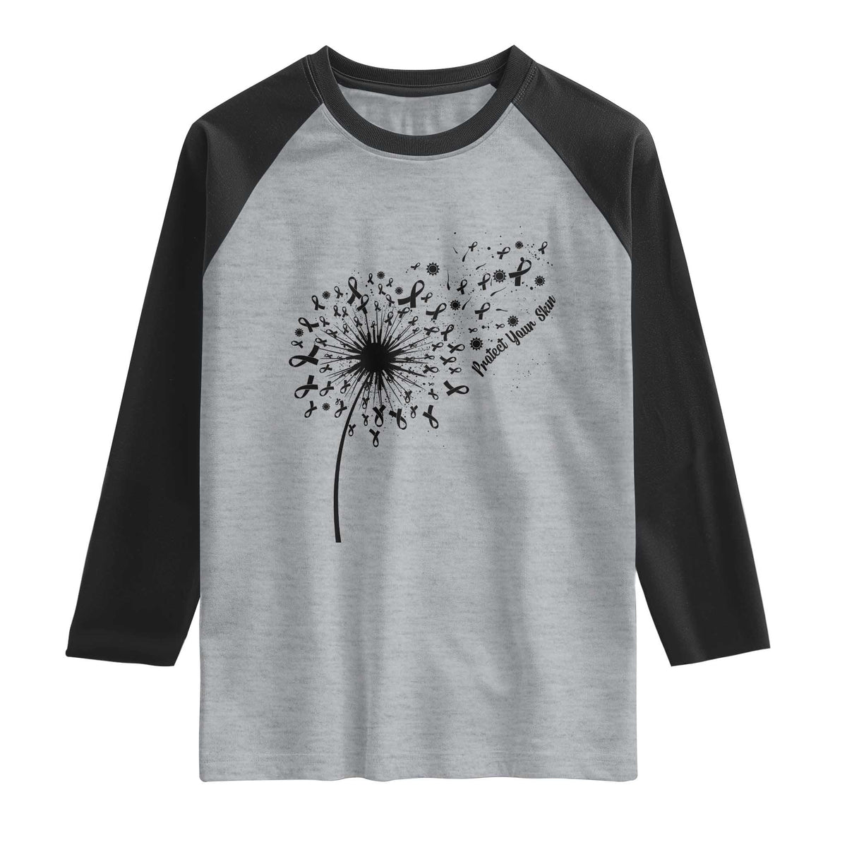 Protect Your Skin Raglan Shirt Melanoma Awareness Dandelion Gift
