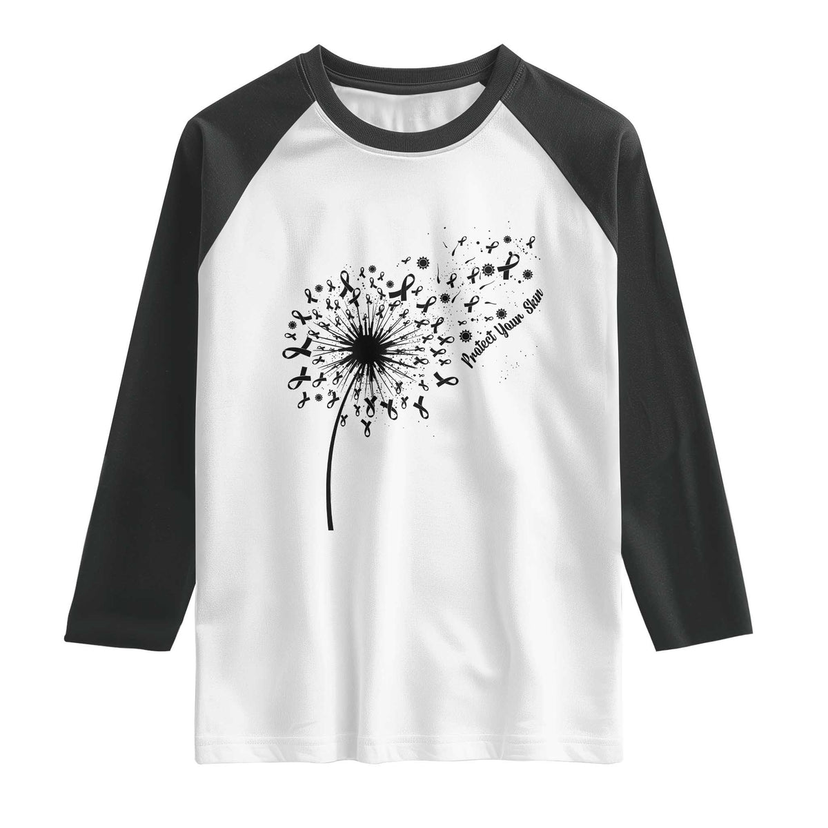 Protect Your Skin Raglan Shirt Melanoma Awareness Dandelion Gift