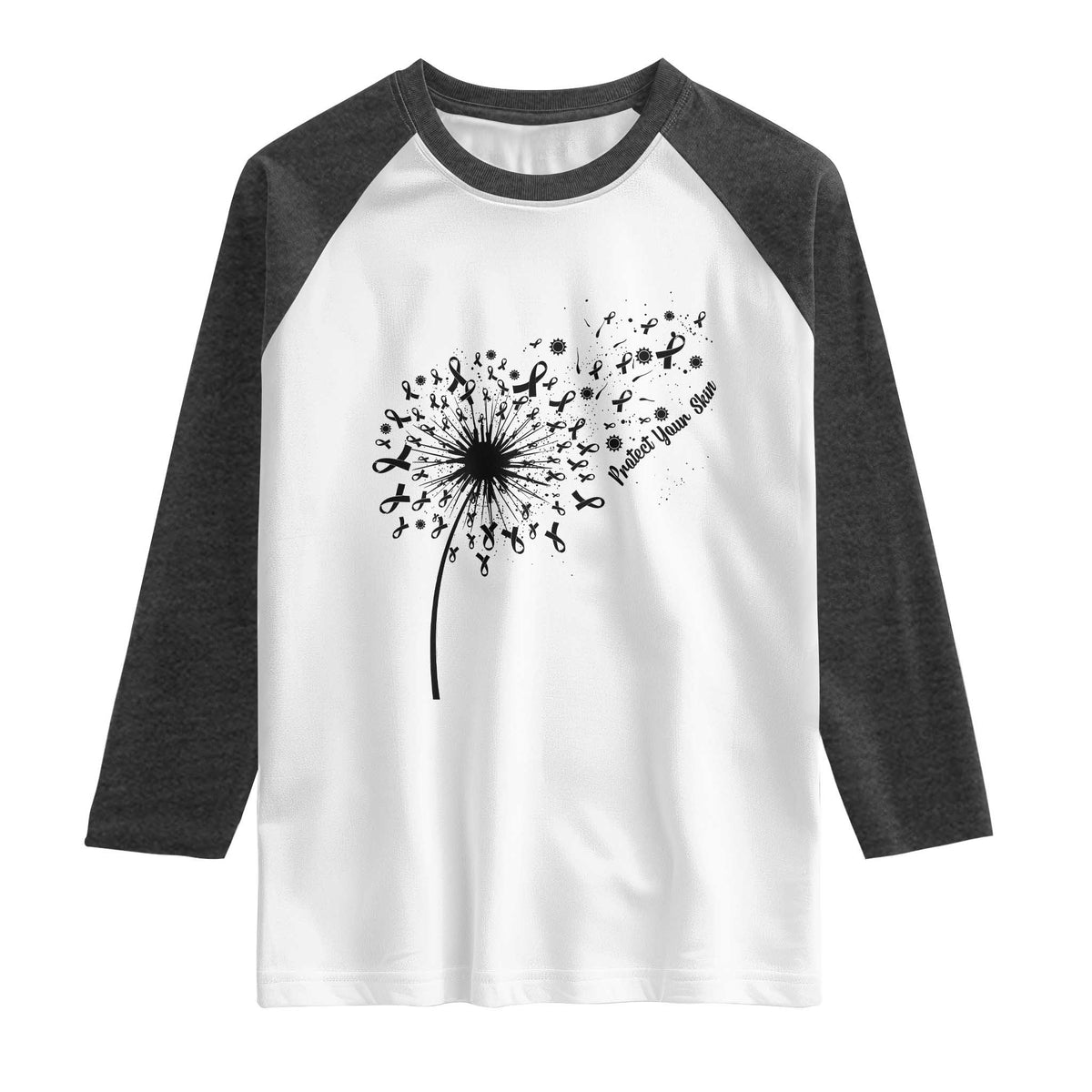 Protect Your Skin Raglan Shirt Melanoma Awareness Dandelion Gift