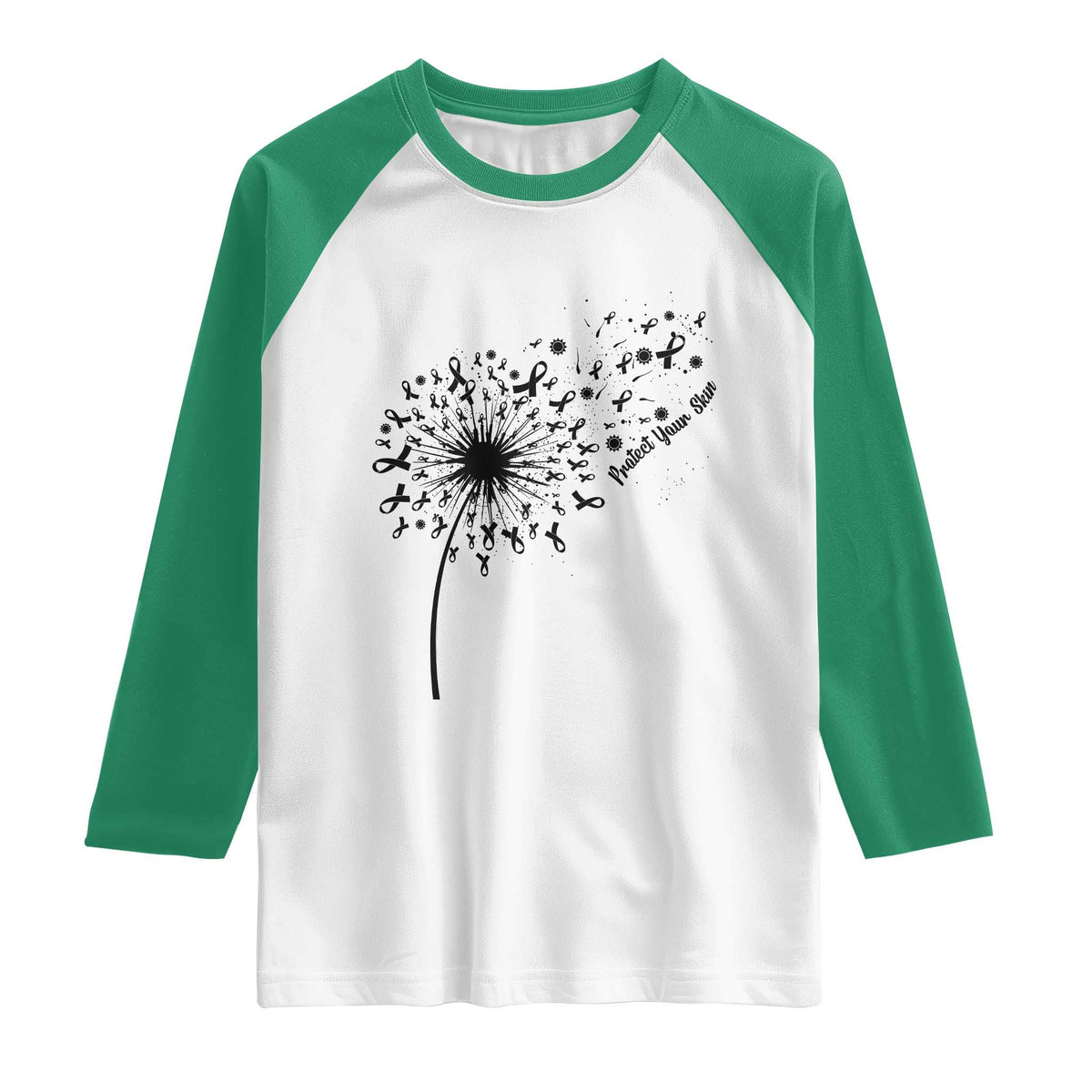 Protect Your Skin Raglan Shirt Melanoma Awareness Dandelion Gift