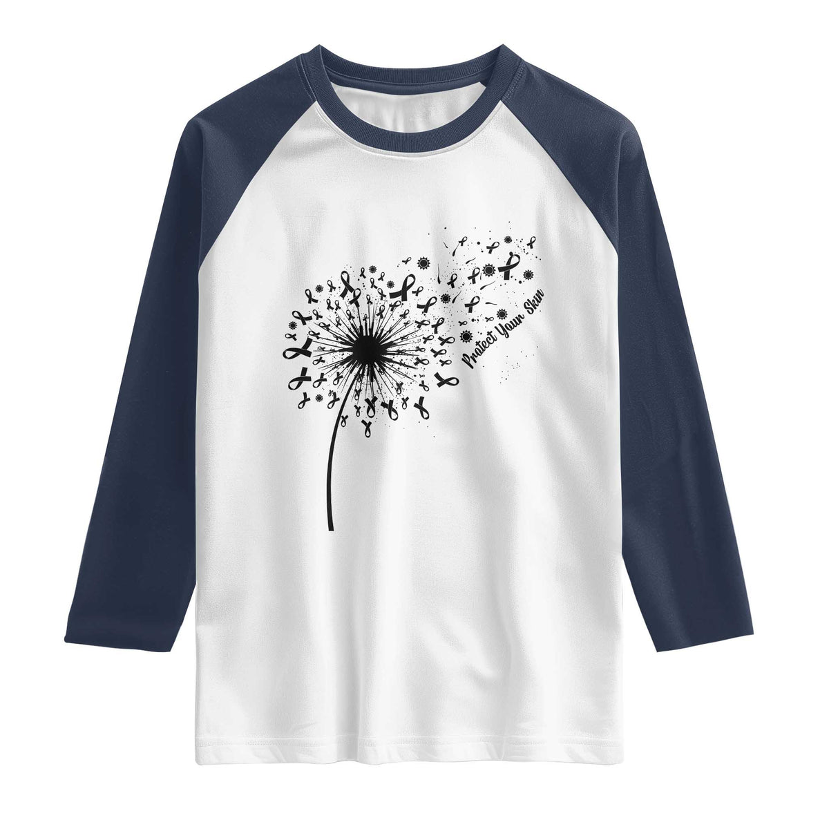Protect Your Skin Raglan Shirt Melanoma Awareness Dandelion Gift