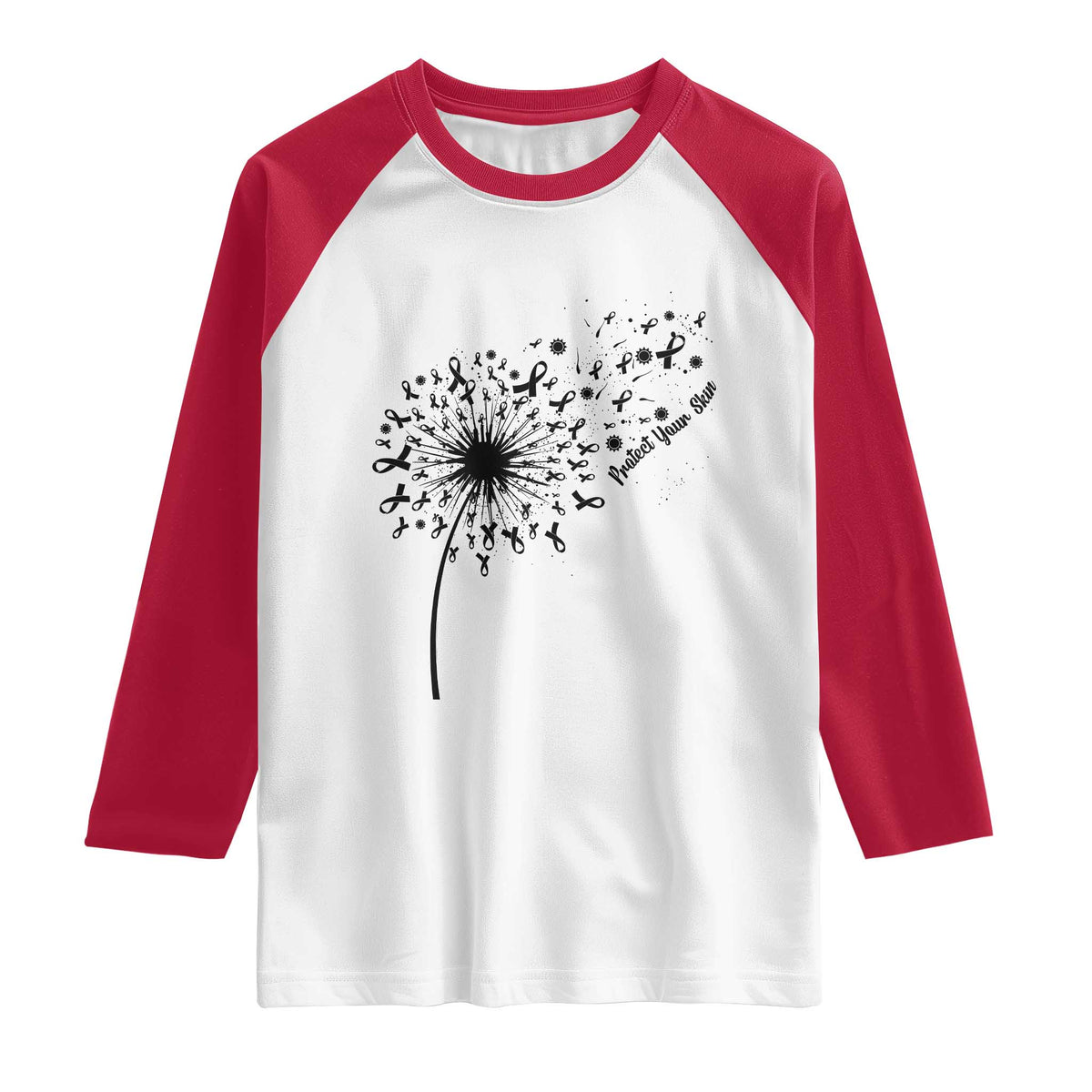 Protect Your Skin Raglan Shirt Melanoma Awareness Dandelion Gift