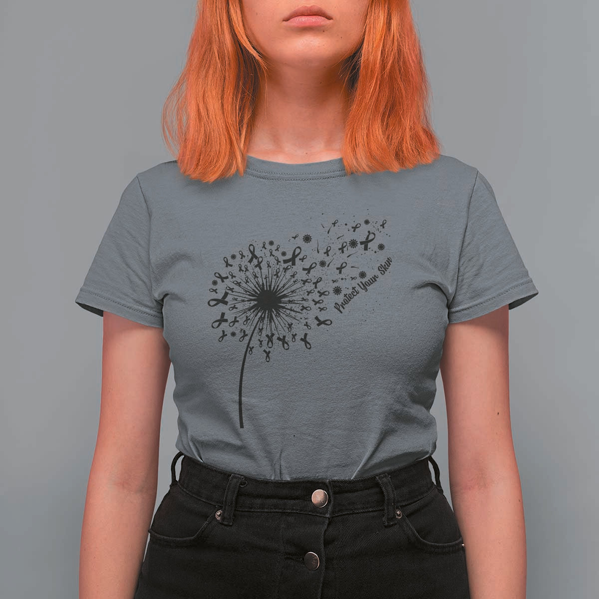 Protect Your Skin T Shirt For Women Melanoma Awareness Dandelion Gift