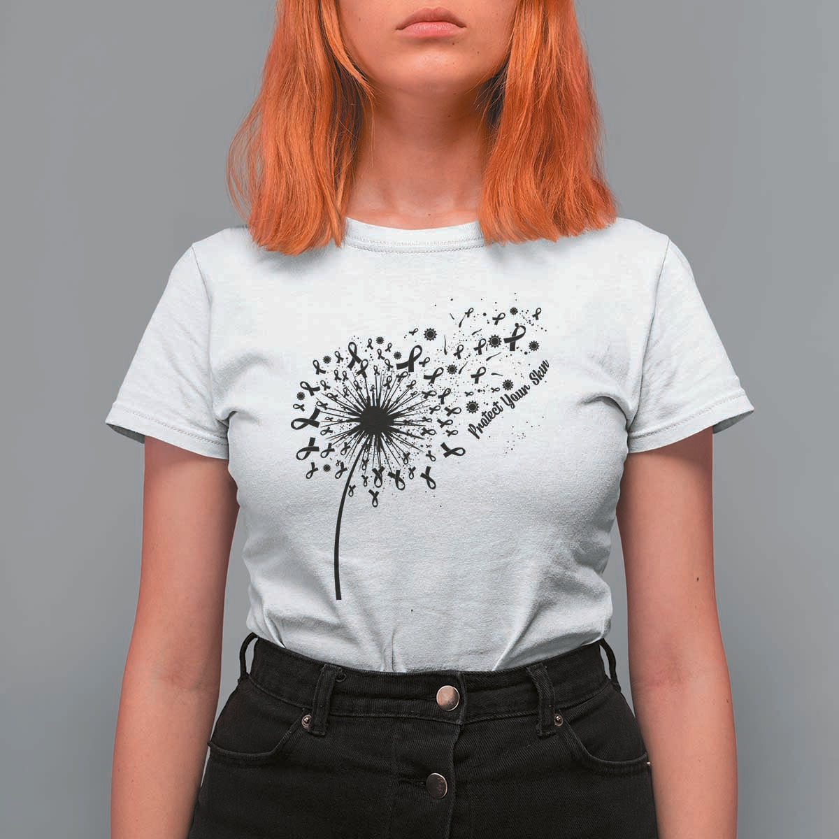 Protect Your Skin T Shirt For Women Melanoma Awareness Dandelion Gift