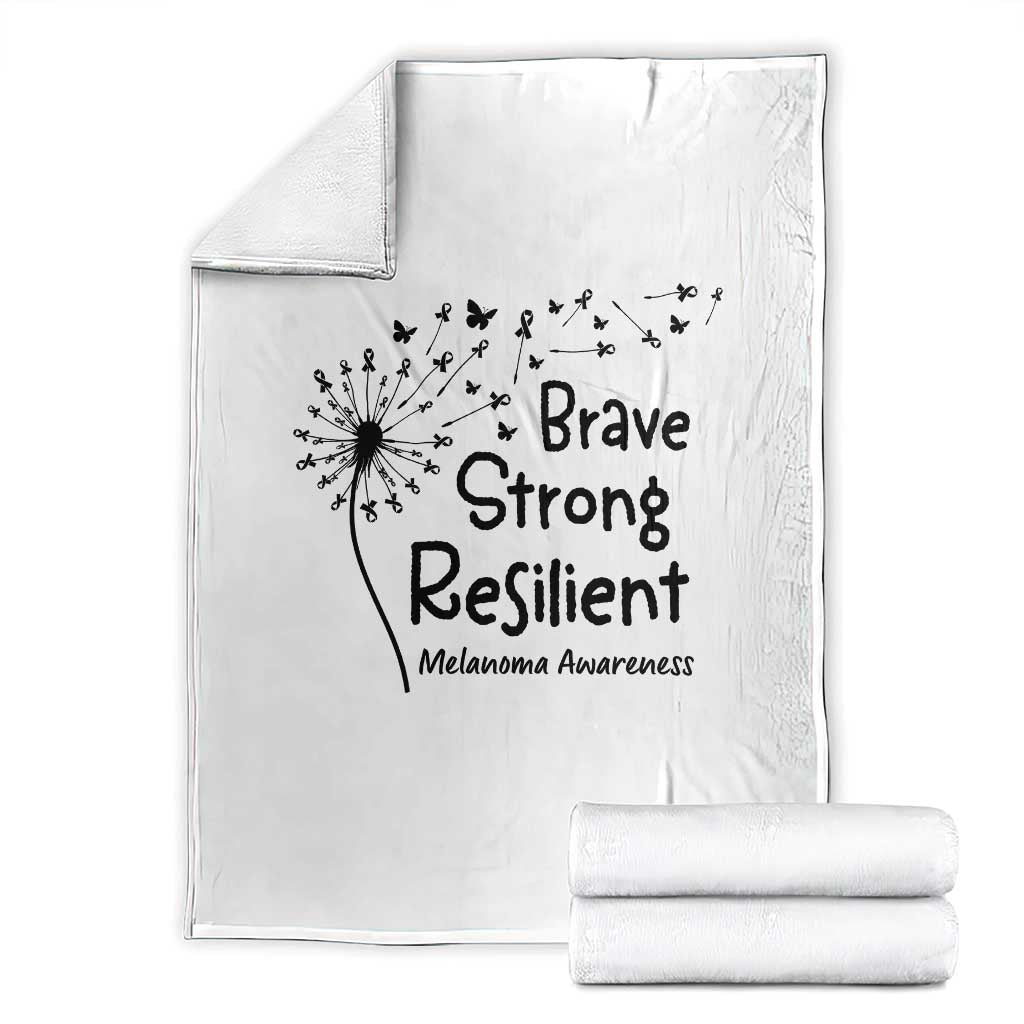Brave Strong Resilient Throw Blanket Melanoma Warrior Dandelion Gift