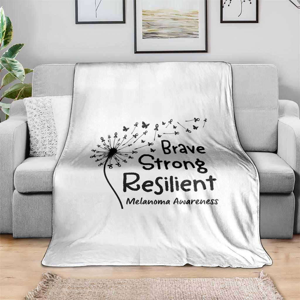 Brave Strong Resilient Throw Blanket Melanoma Warrior Dandelion Gift