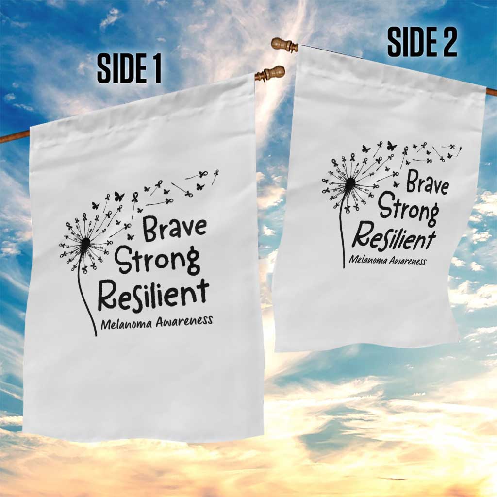 Brave Strong Resilient Garden Flag Melanoma Warrior Dandelion Gift