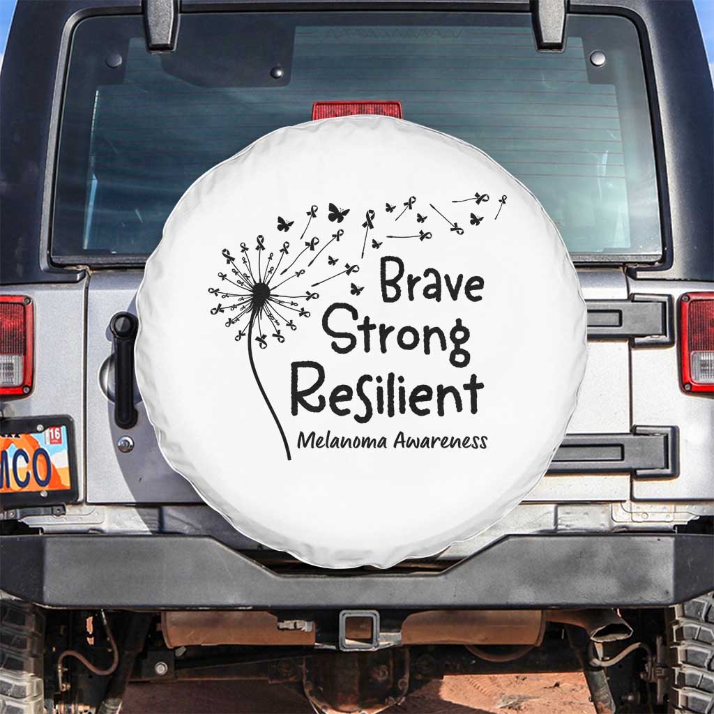 Brave Strong Resilient Spare Tire Cover Melanoma Warrior Dandelion Gift