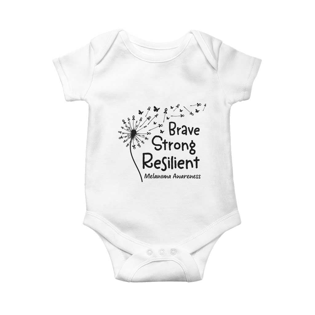 Brave Strong Resilient Baby Onesie Melanoma Warrior Dandelion Gift