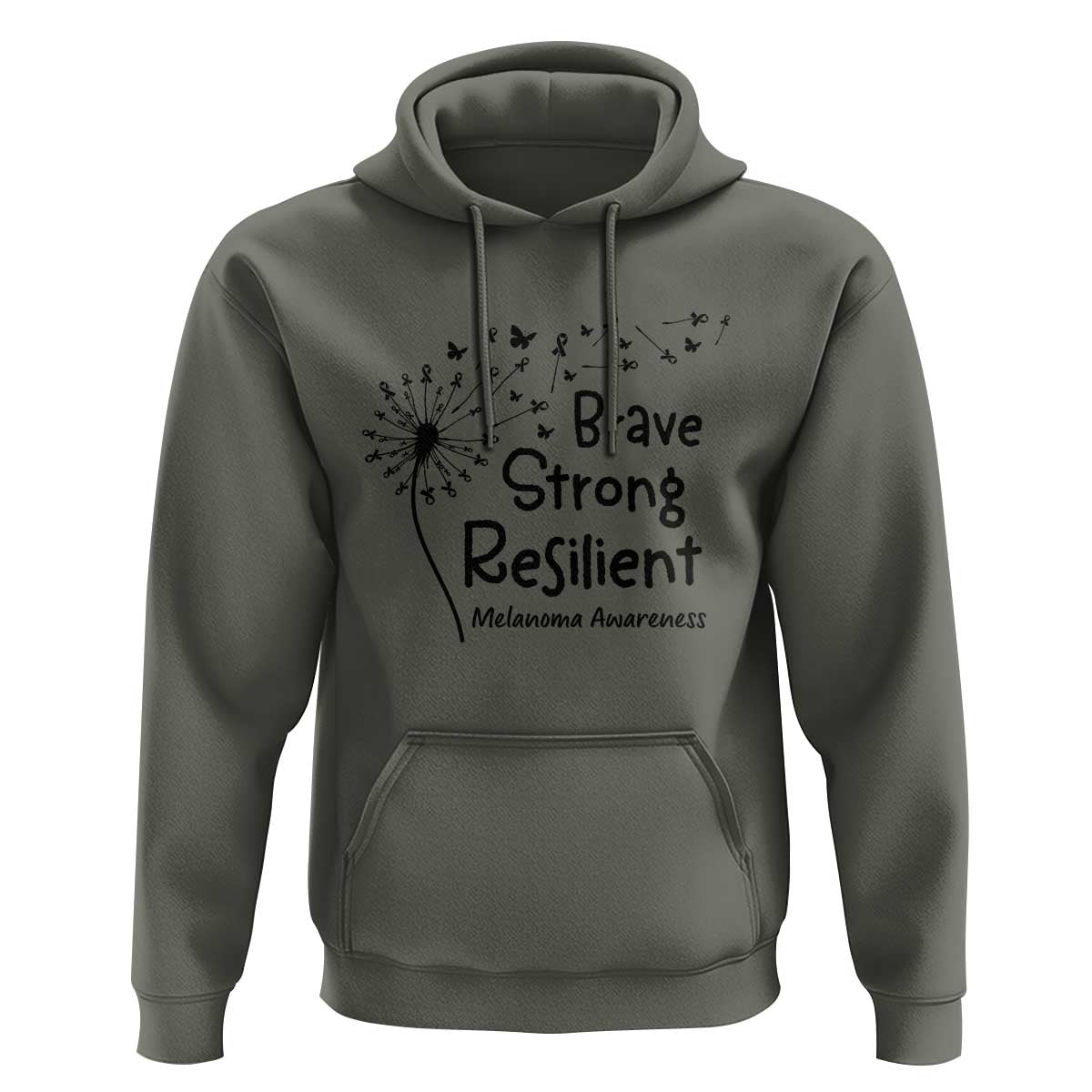 Brave Strong Resilient Hoodie Melanoma Warrior Dandelion Gift