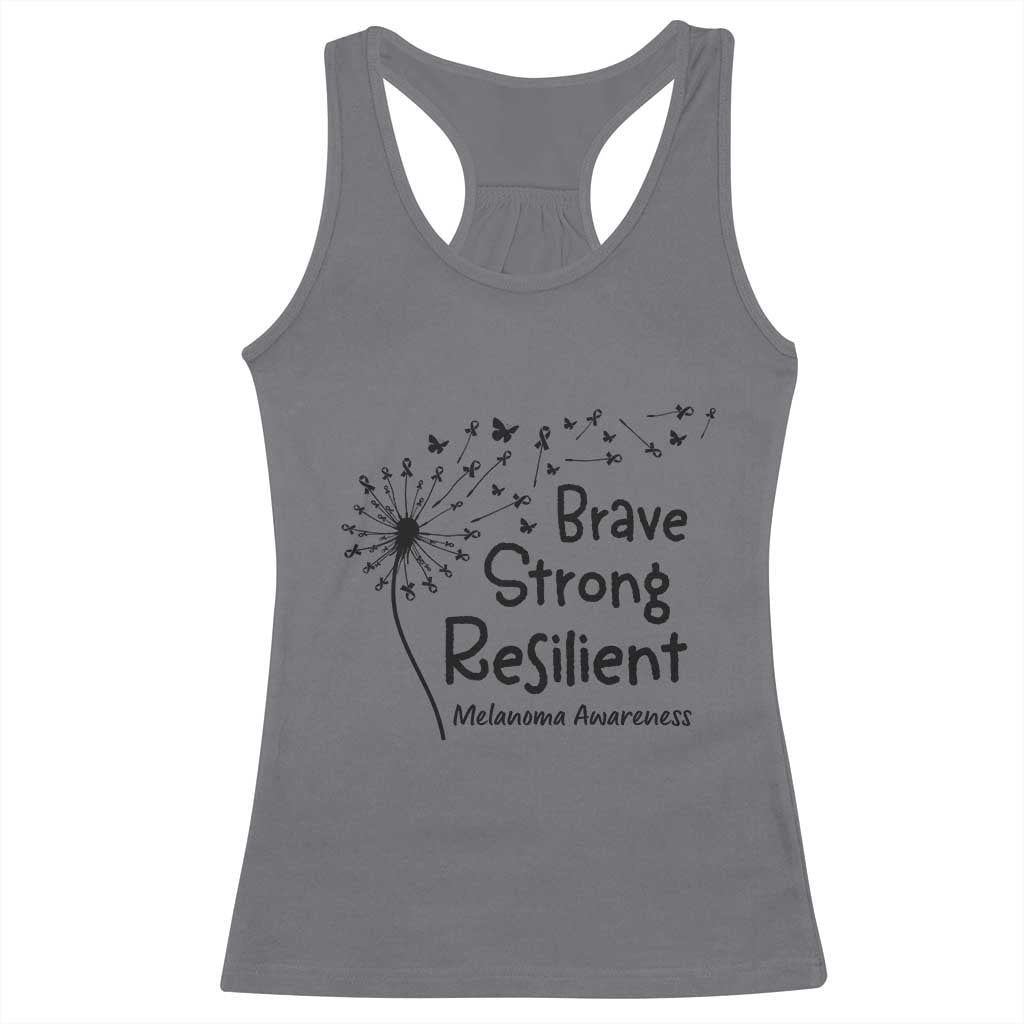 Brave Strong Resilient Racerback Tank Top Melanoma Warrior Dandelion Gift