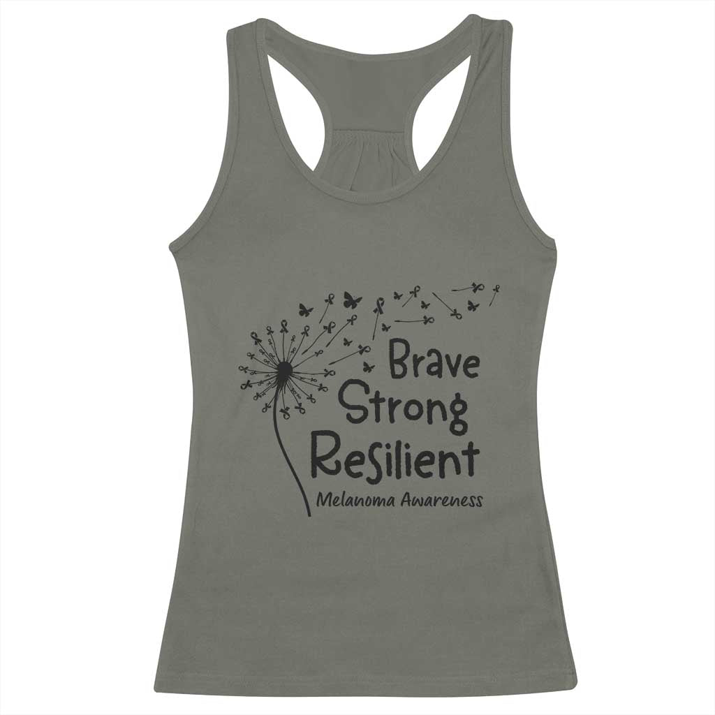 Brave Strong Resilient Racerback Tank Top Melanoma Warrior Dandelion Gift