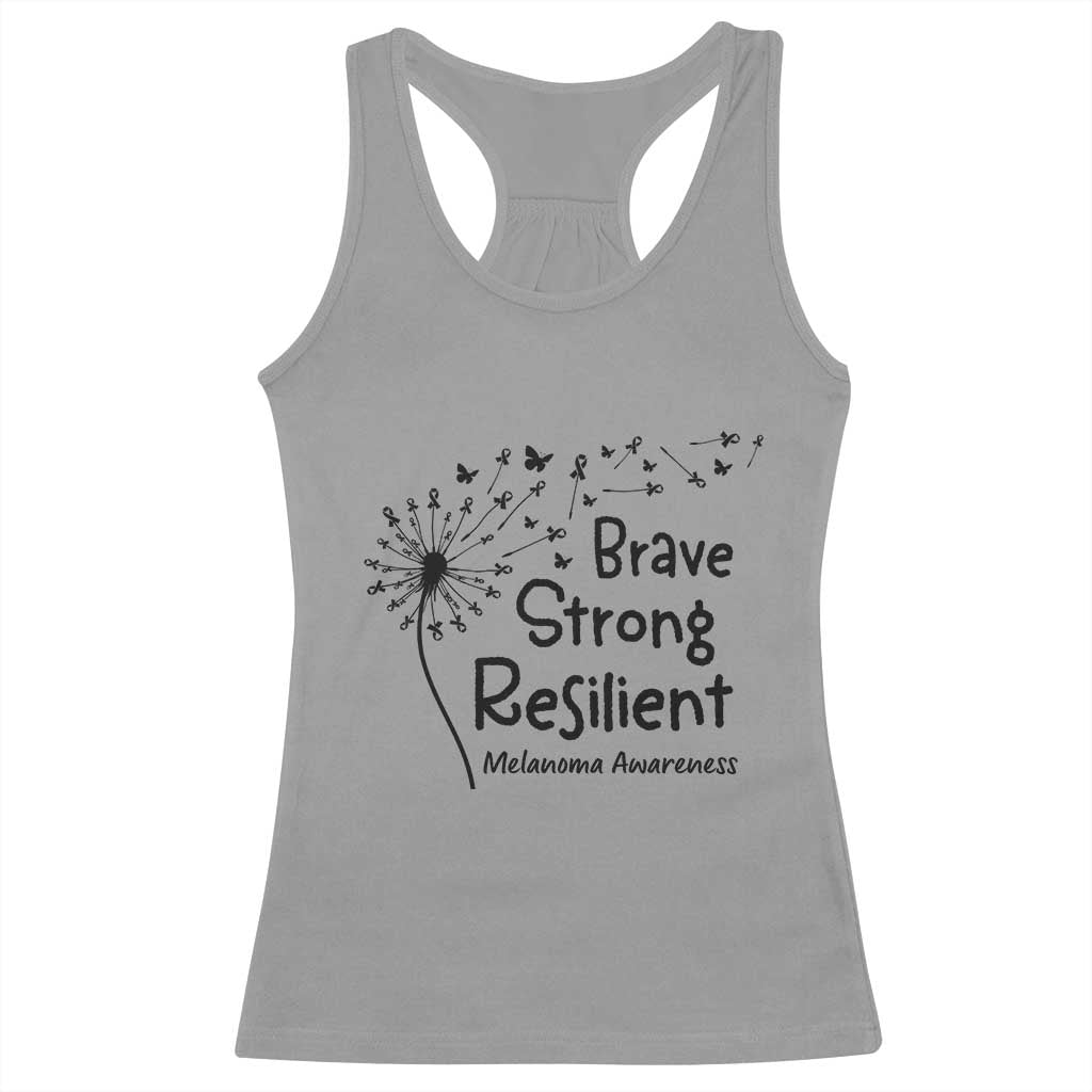 Brave Strong Resilient Racerback Tank Top Melanoma Warrior Dandelion Gift