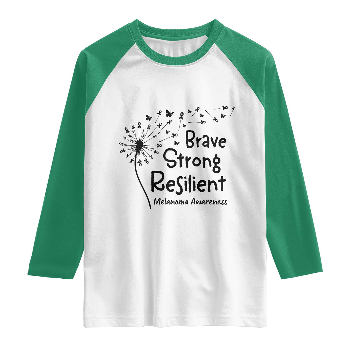 Brave Strong Resilient Raglan Shirt Melanoma Warrior Dandelion Gift