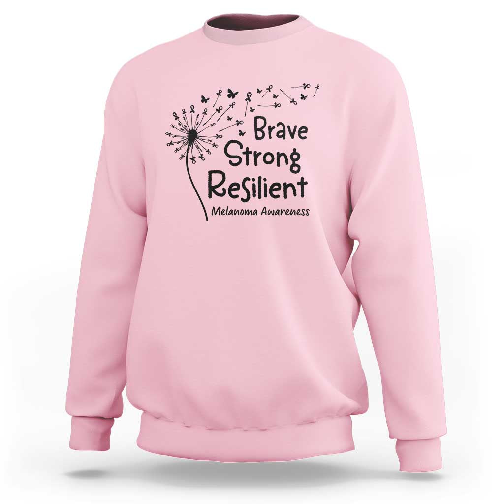 Brave Strong Resilient Sweatshirt Melanoma Warrior Dandelion Gift