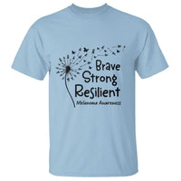 Brave Strong Resilient T Shirt Melanoma Warrior Dandelion Gift