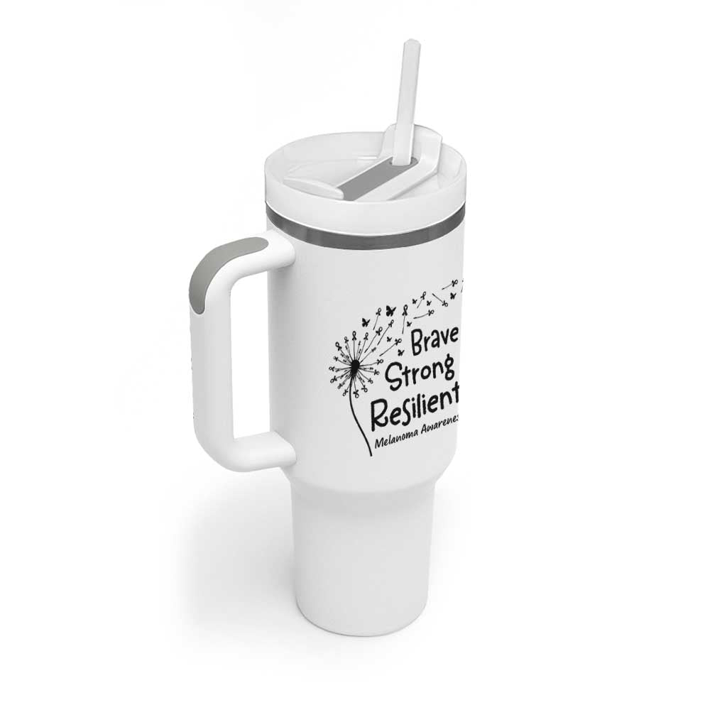 Brave Strong Resilient Tumbler With Handle Melanoma Warrior Dandelion Gift