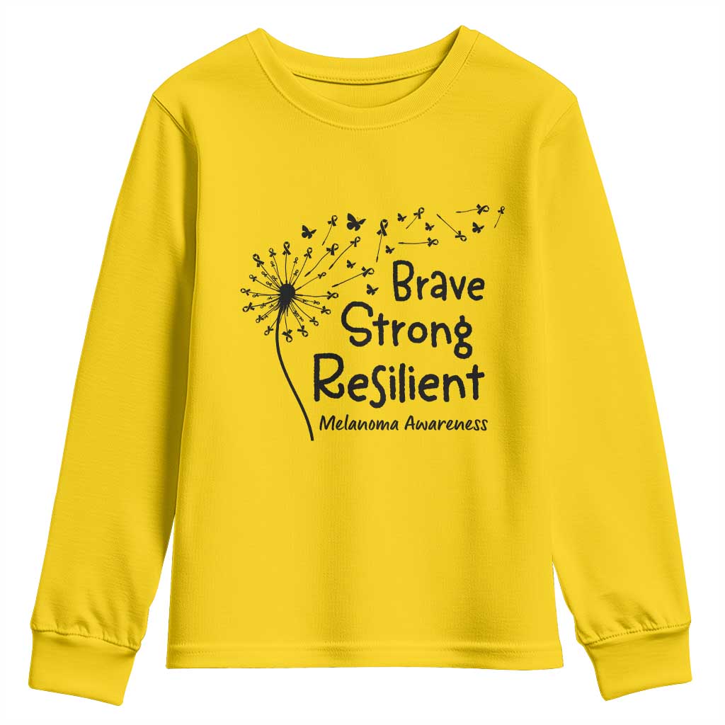 Brave Strong Resilient Youth Sweatshirt Melanoma Warrior Dandelion Gift