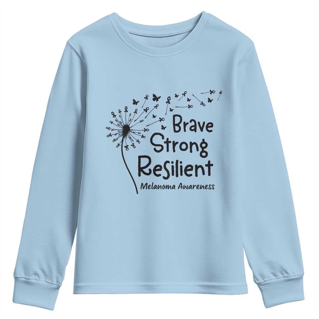 Brave Strong Resilient Youth Sweatshirt Melanoma Warrior Dandelion Gift