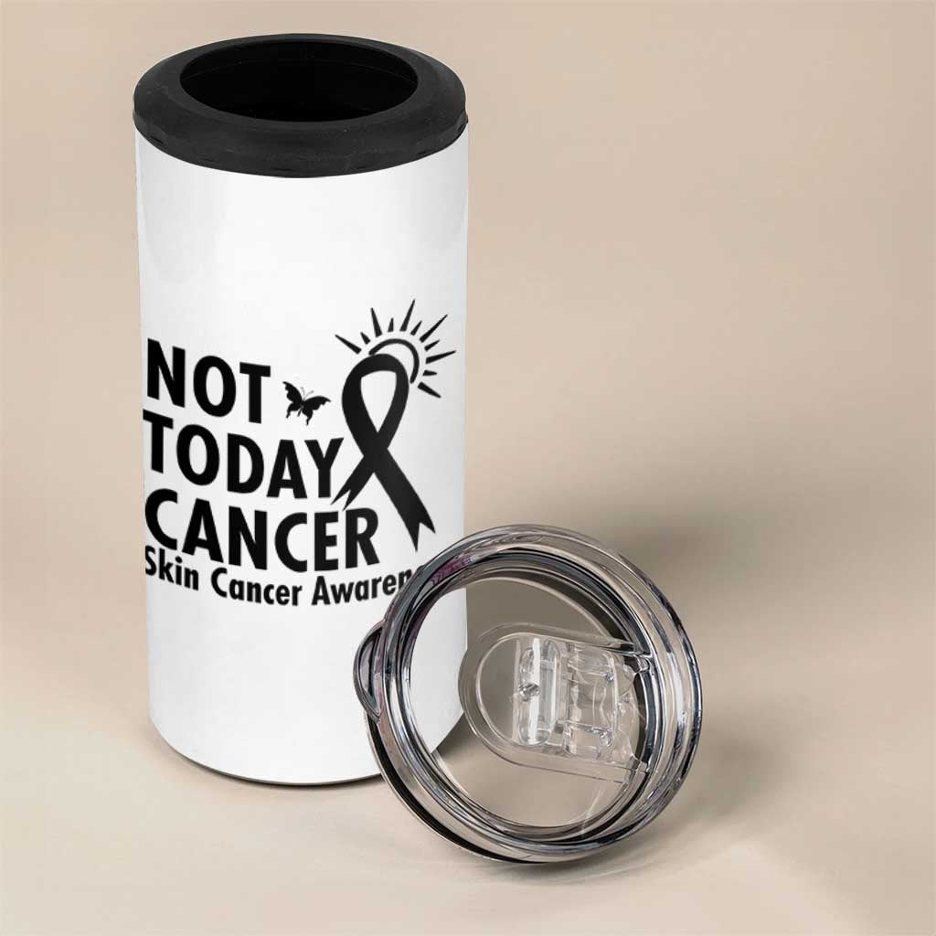 Melanoma Awareness Skin Cancer Warrior 4 in 1 Can Cooler Tumbler Not Today Cancer