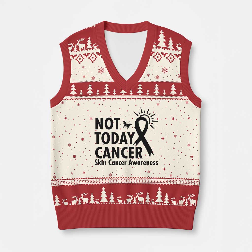 Melanoma Awareness Skin Cancer Warrior V-Neck Knit Sweater Vest Not Today Cancer