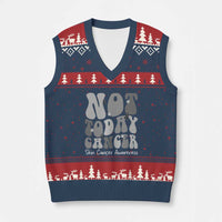 Not Today Melanoma Warrior Skeleton Cancer Fighter V-Neck Knit Sweater Vest