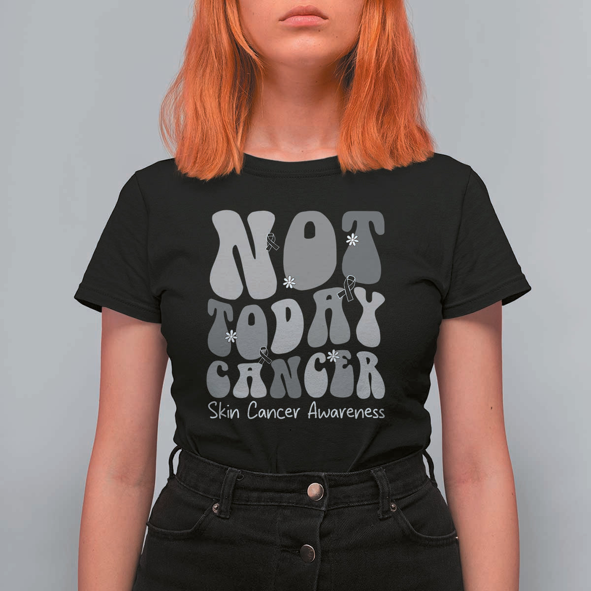 Not Today Melanoma Warrior Skeleton Cancer Fighter T Shirt For Women