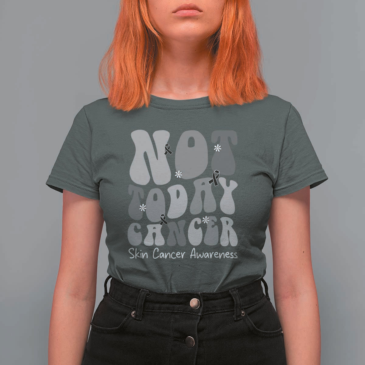 Not Today Melanoma Warrior Skeleton Cancer Fighter T Shirt For Women