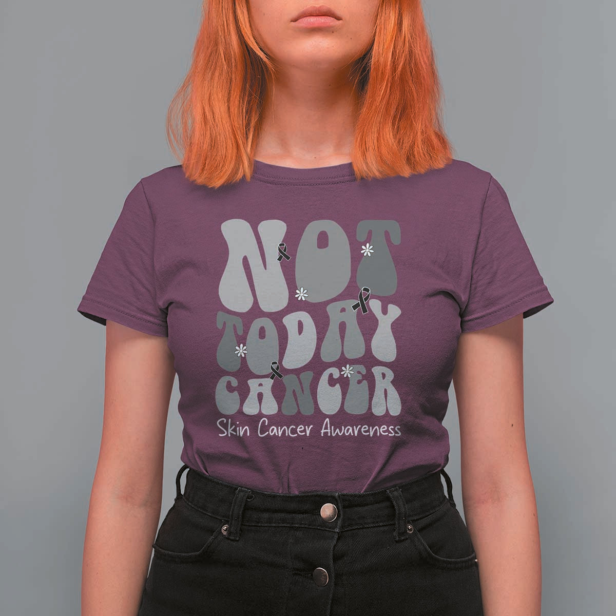 Not Today Melanoma Warrior Skeleton Cancer Fighter T Shirt For Women