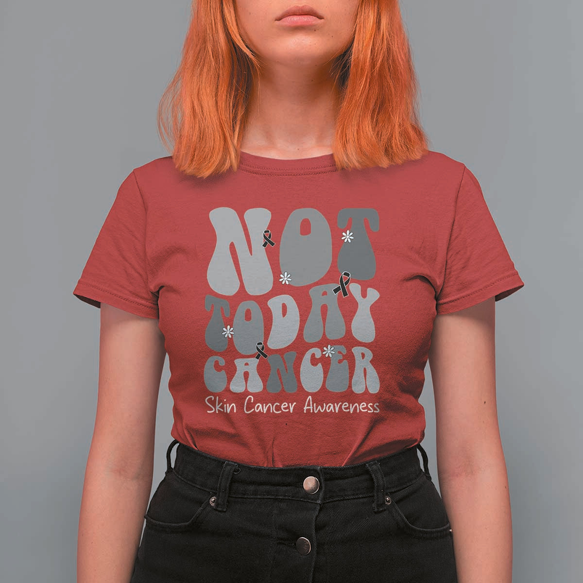 Not Today Melanoma Warrior Skeleton Cancer Fighter T Shirt For Women